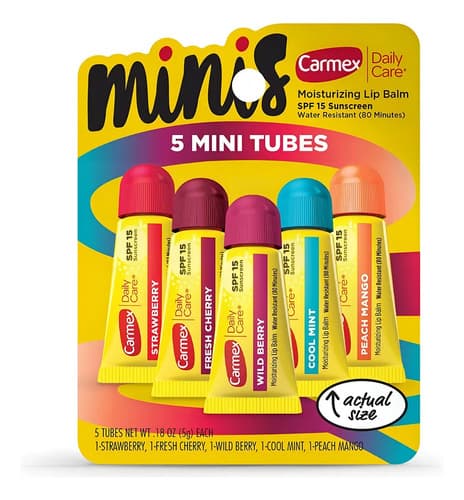 Carmex Lip Balm Labial Mini Bisnaga Kit 5 Fps 15 Sabores 5g