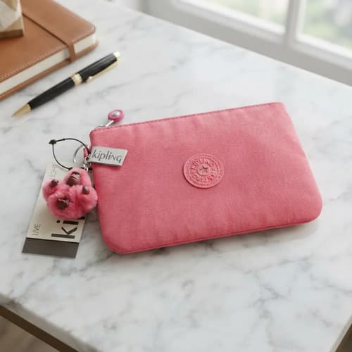 Bolsa Kipling Viv Pink Burst Original Necessaire Nylon Leve