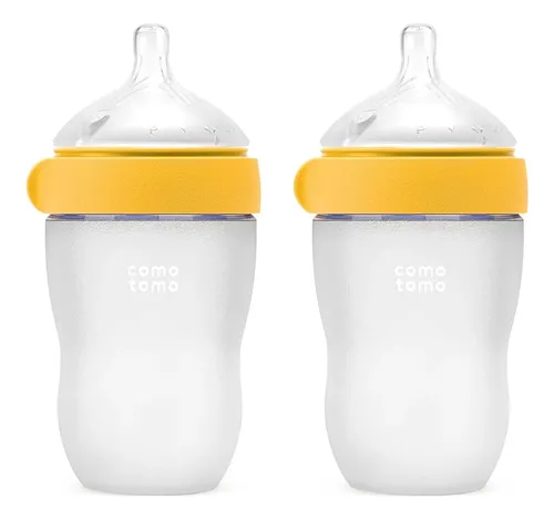 Kit 2 Mamadeiras Silicone Macio Comotomo 250ml Amarela