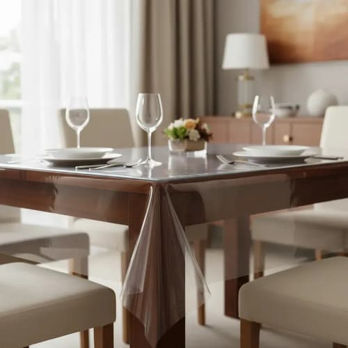Protetor Toalha De Mesa Transparente Impermeável 220x135cm Liso