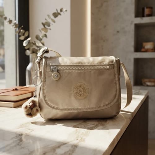 Bolsa Kipling Sabian Crossbody Metallic Glow - Dourado