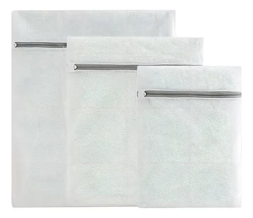 Kit 3 Sacos Protetores Com Zíper Para Lavar Roupas Delicadas Branco