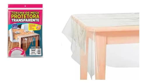 Toalha De Mesa Protetora Retangular Transparente Impermeável Transparente