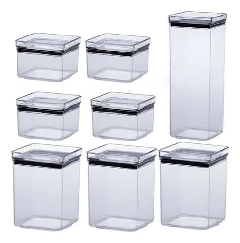 Kit 8 Potes Herméticos 2.2l 1l 480ml Transparente