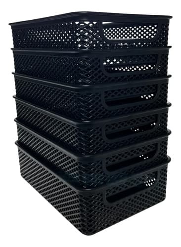 Kit 6 Cestos Organizador Preto 23 X 16 X 6 Linea