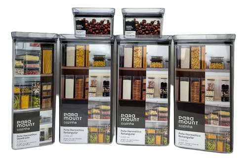 Kit 6 Potes Organiza Despensa Paramount Diversos Tamanhos