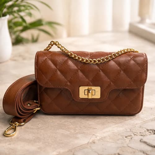 Bolsa Pietra Tiracolo Com Corrente Couro Legítimo Elegante