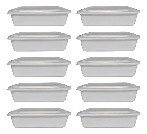 Kit 10 Marmitas Tipo Spoleto Reutilizável Freezer Microondas Branco