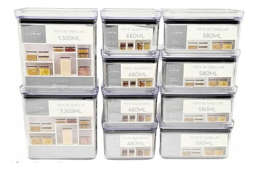 Kit 10 Potes Herméticos 480ml 580ml 1.3l