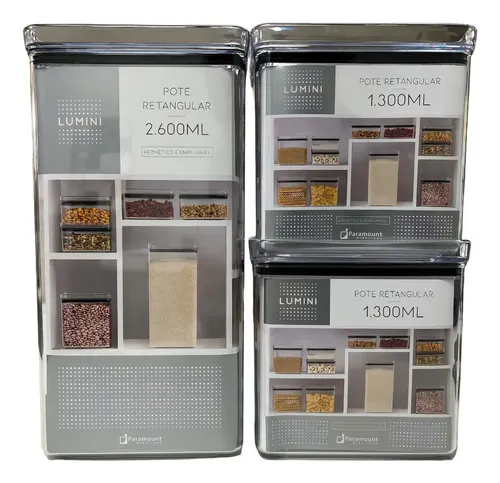 Kit Potes Organizadores Transparentes Paramount Para Armário E Cozinha Transparente