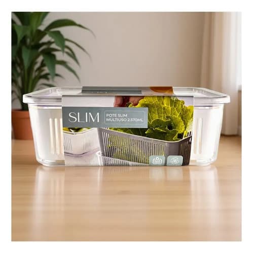 Pote Hermético Cesto Removível Para Vegetais Frutas 2570ml