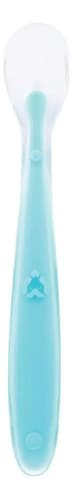 Colher Em Silicone Infantil +6 Meses Cor Azul Buba Coração