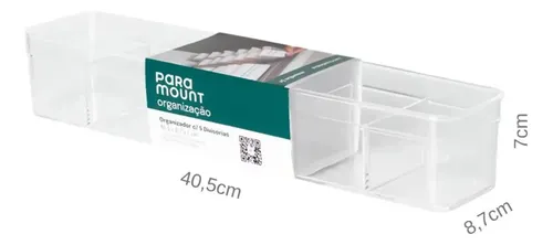 Organizador C/ 5 Divisorias Diamond 40,5x8,7x7,0 Cm Branco